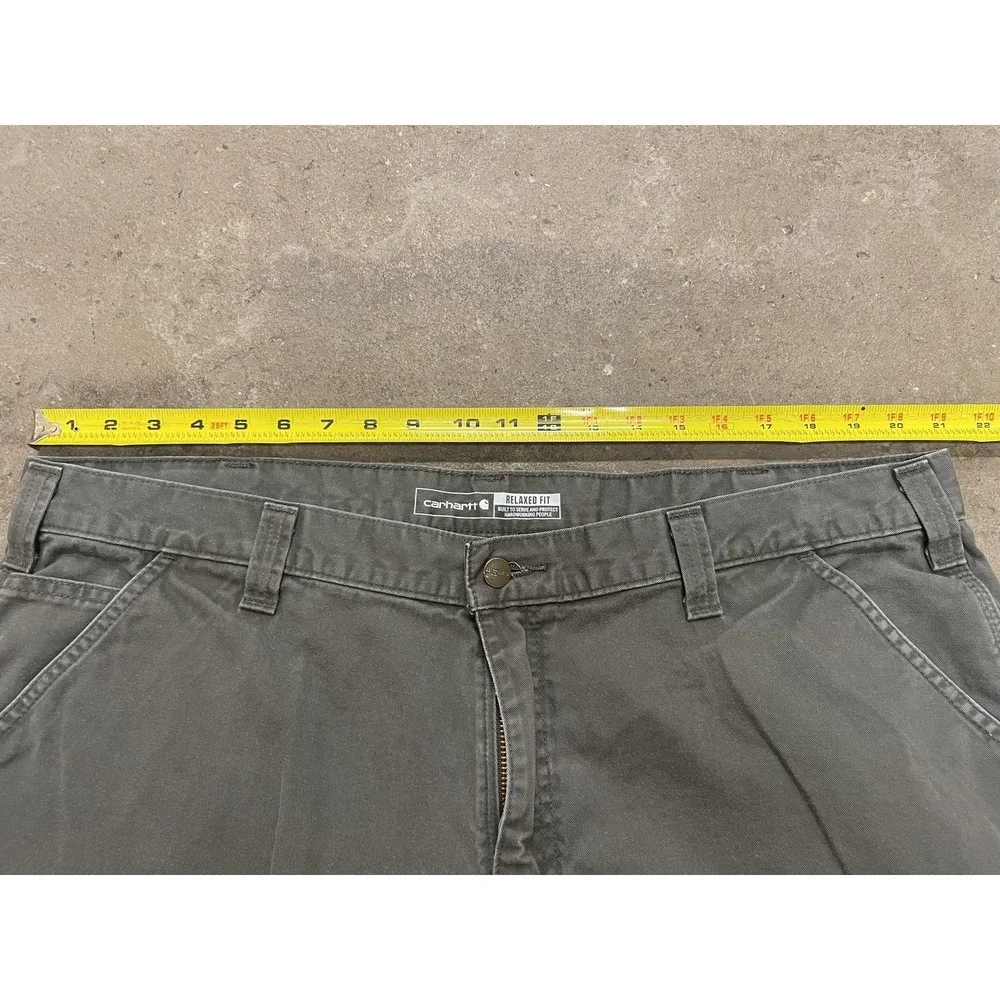 Carhartt Pants Mens‎ 42x32 Gray Relaxed Fit Canvas Carpenter Work B324 DFE